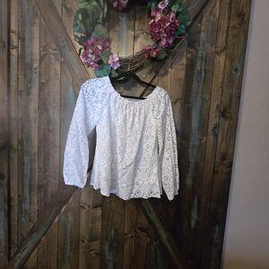 WHBM off shoulder lace top. Sz M